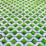 Koadel Building Solutions green grass grows from decorative paving slabs.